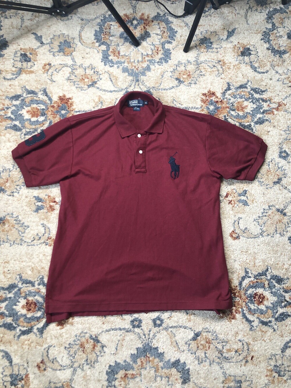 VINTAGE Ralph Lauren Polo Shirt Mens Extra Large Red Big Pony Logo Rugby Preppy